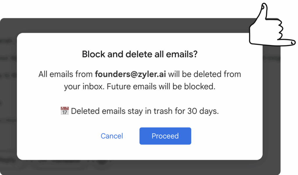 CMDK Nuke feature to block and delete emails in Gmail